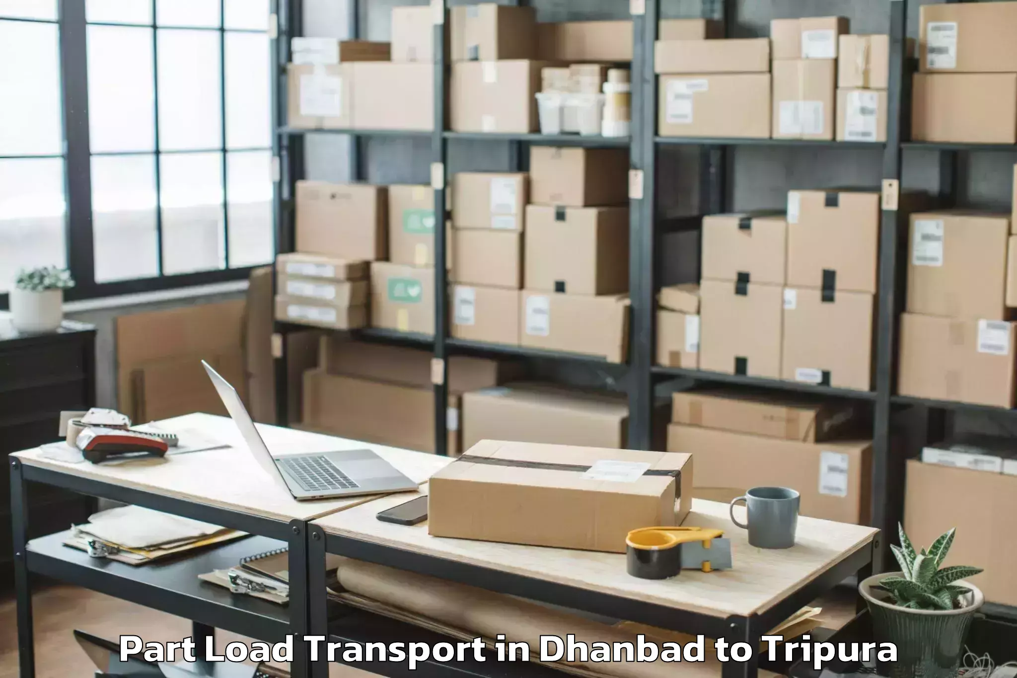 Get Dhanbad to Kamalpur Airport Ixq Part Load Transport